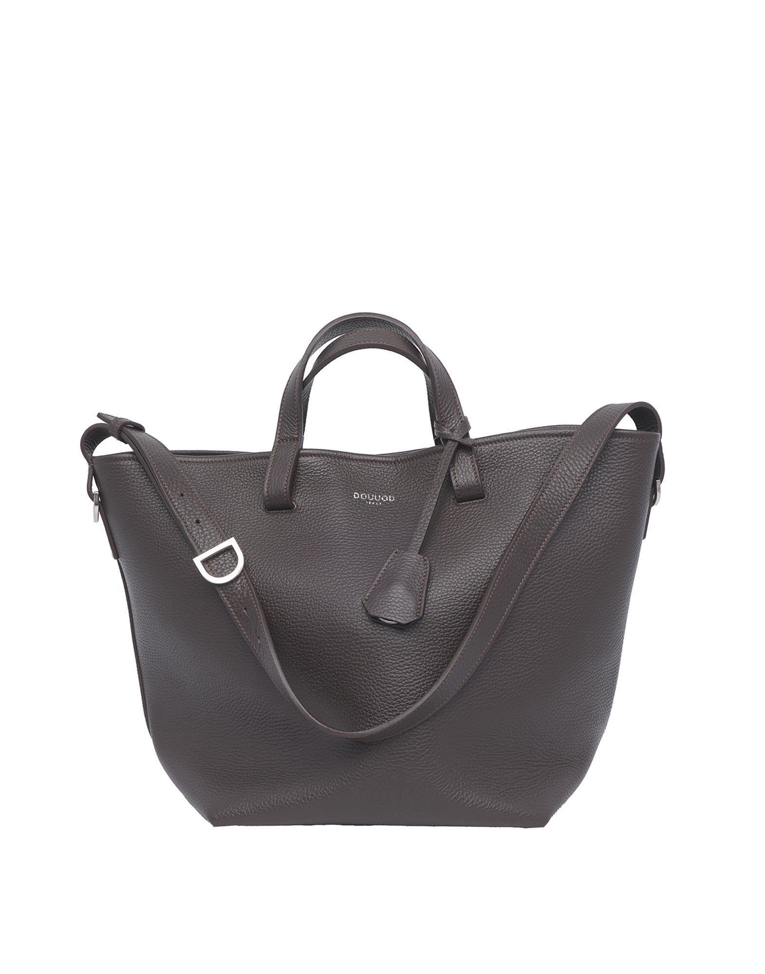 Borsa Shopping Giulia in Pelle Martellata Ebano