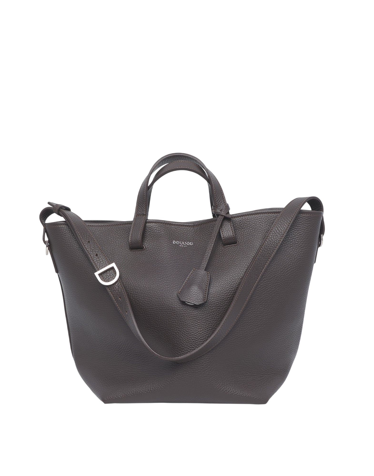 Borsa Shopping Giulia in Pelle Martellata Ebano