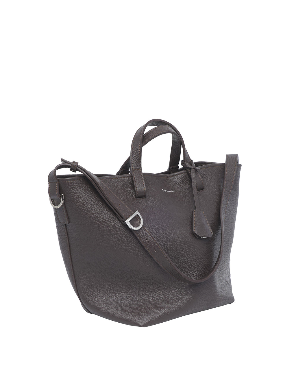 Borsa Shopping Giulia in Pelle Martellata Ebano