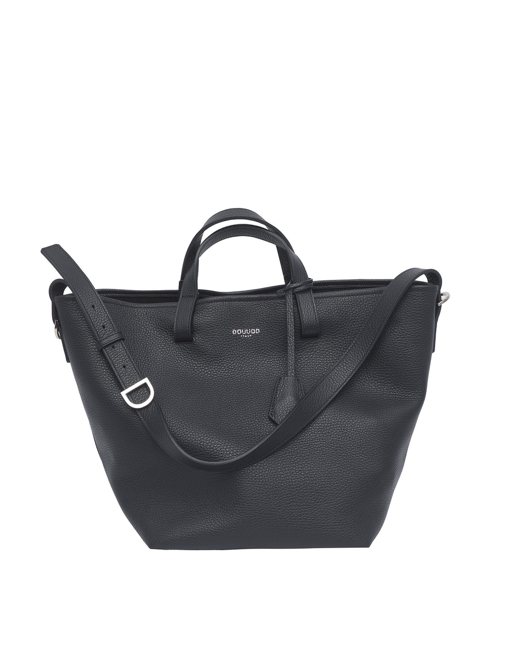 Borsa Shopping Giulia in Pelle Martellata Nera