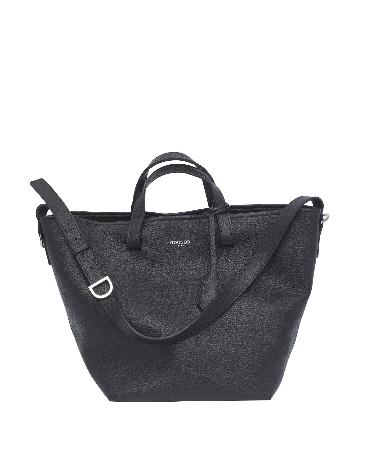 Borsa Shopping Giulia in Pelle Martellata Nera