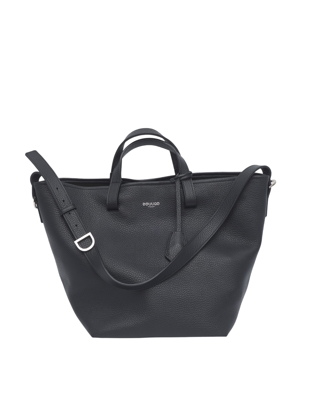 Borsa Shopping Giulia in Pelle Martellata Nera