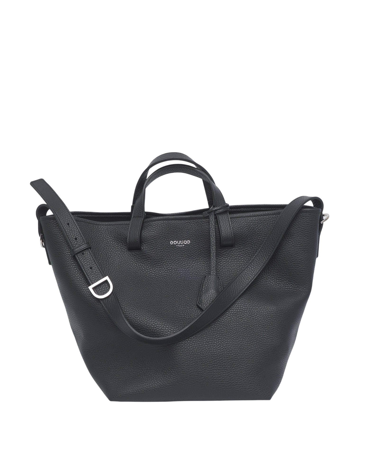 Borsa Shopping Giulia in Pelle Martellata Nera