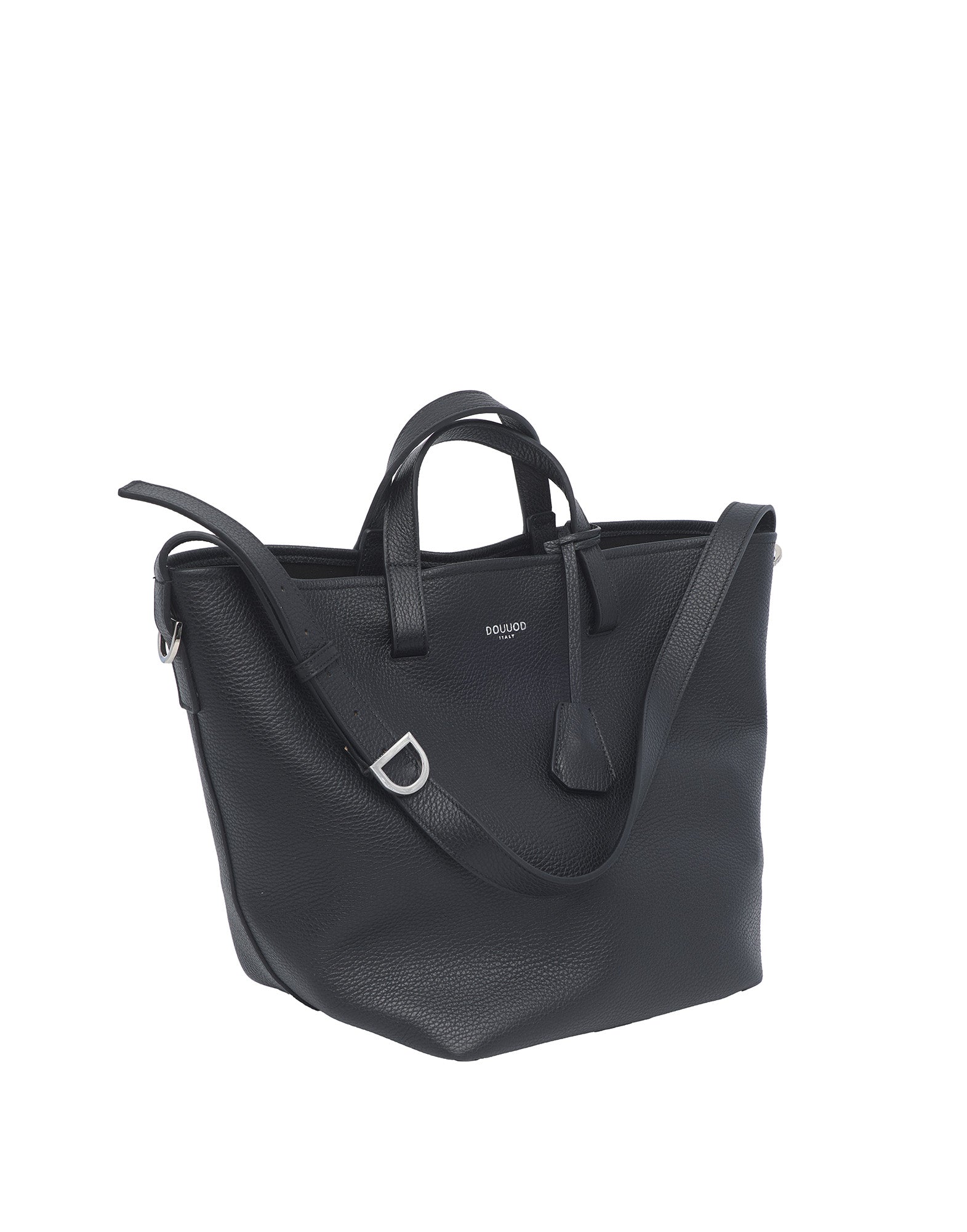 Borsa Shopping Giulia in Pelle Martellata Nera