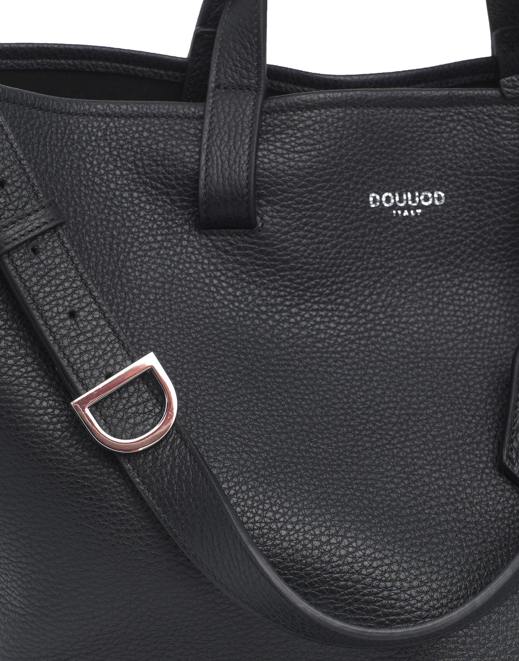 Borsa Shopping Giulia in Pelle Martellata Nera