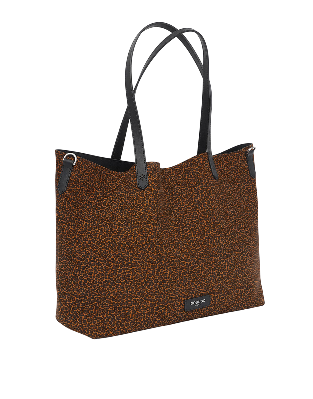 Grand cabas en croûte de cuir motif animalier