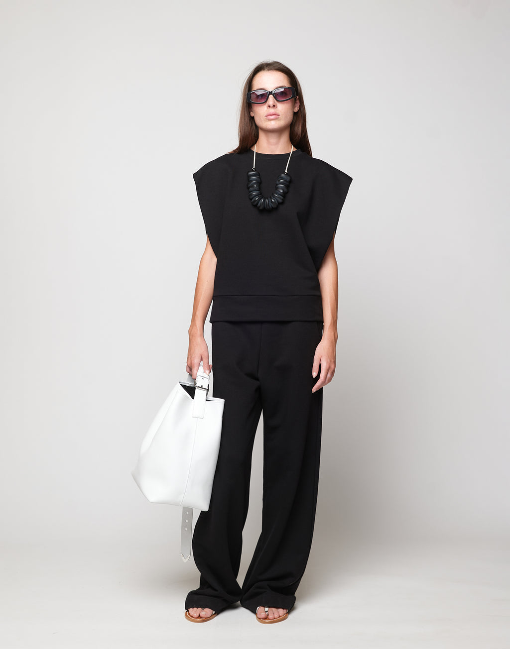 Borsa a Secchiello Tilla in Pelle Mousse Off White