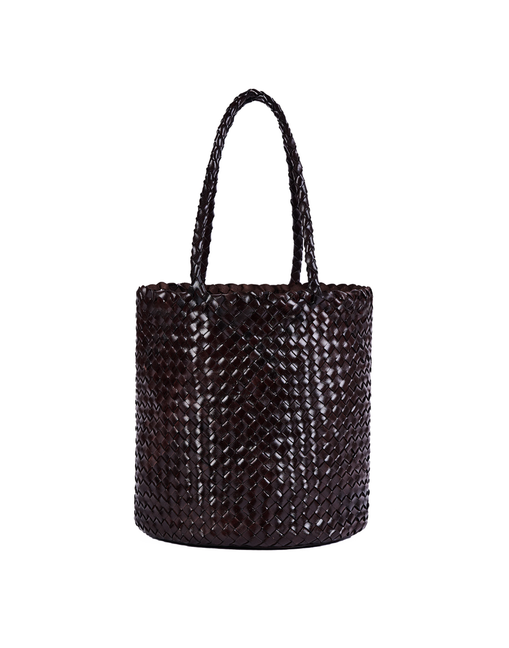 Borsa Secchiello in Pelle Intrecciata Testa Moro