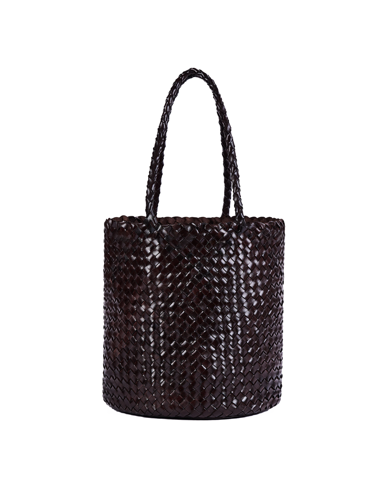 Borsa Secchiello in Pelle Intrecciata Testa Moro