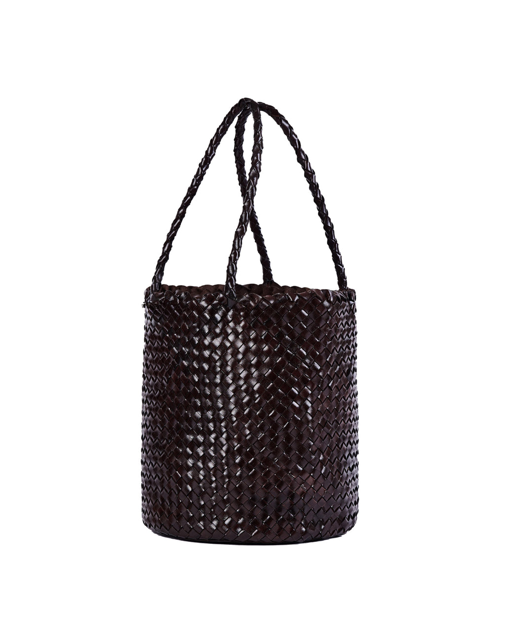 Borsa Secchiello in Pelle Intrecciata Testa Moro