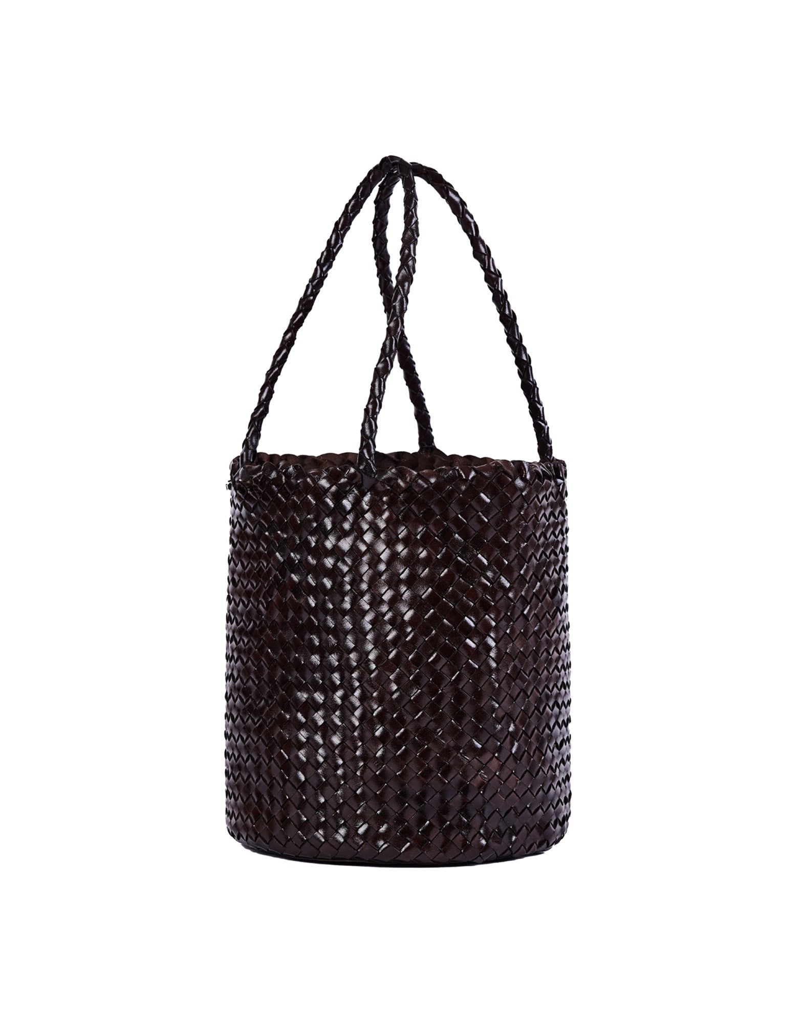 Borsa Secchiello in Pelle Intrecciata Testa Moro