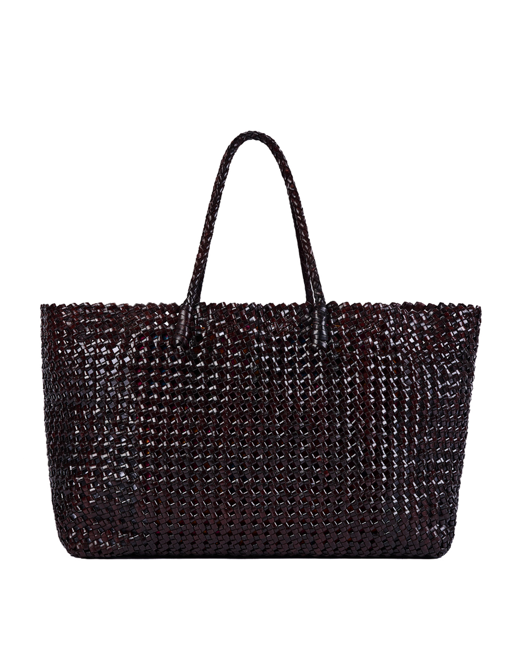 Borsa Shopping in Pelle Intrecciata Testa di Moro
