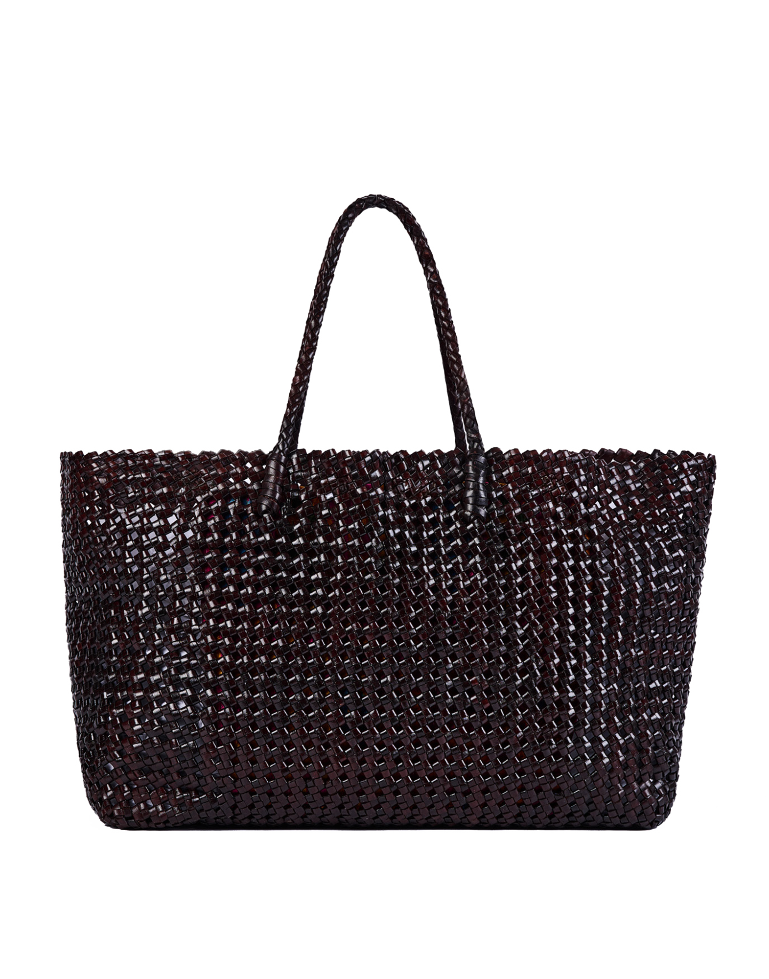 Borsa Shopping in Pelle Intrecciata Testa di Moro