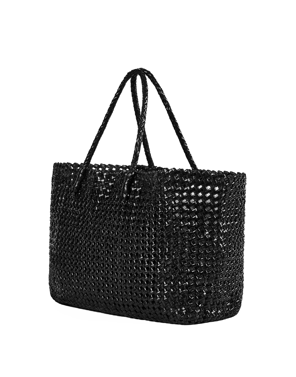 Borsa Shopping in Pelle Intrecciata Testa di Moro