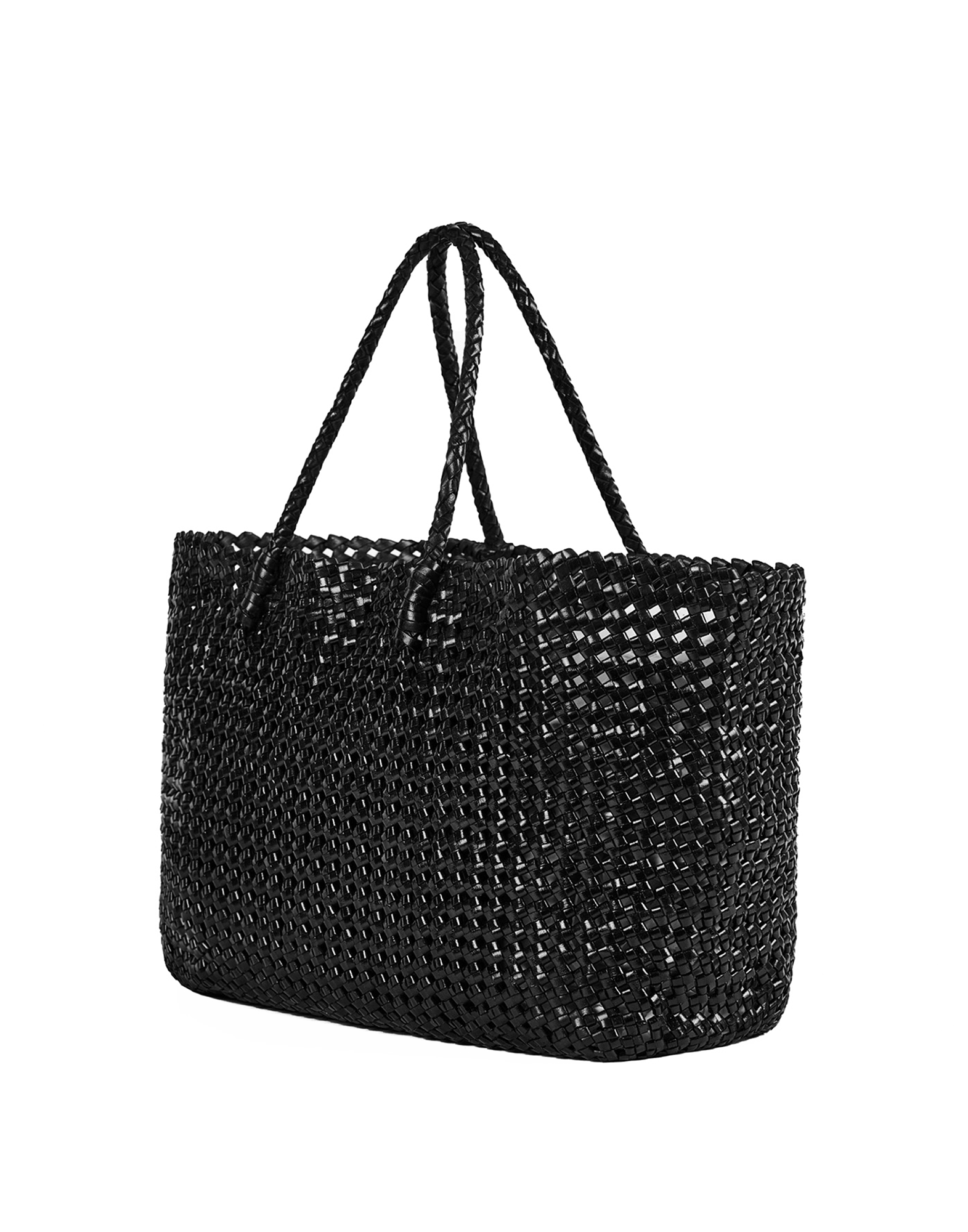 Borsa Shopping in Pelle Intrecciata Testa di Moro