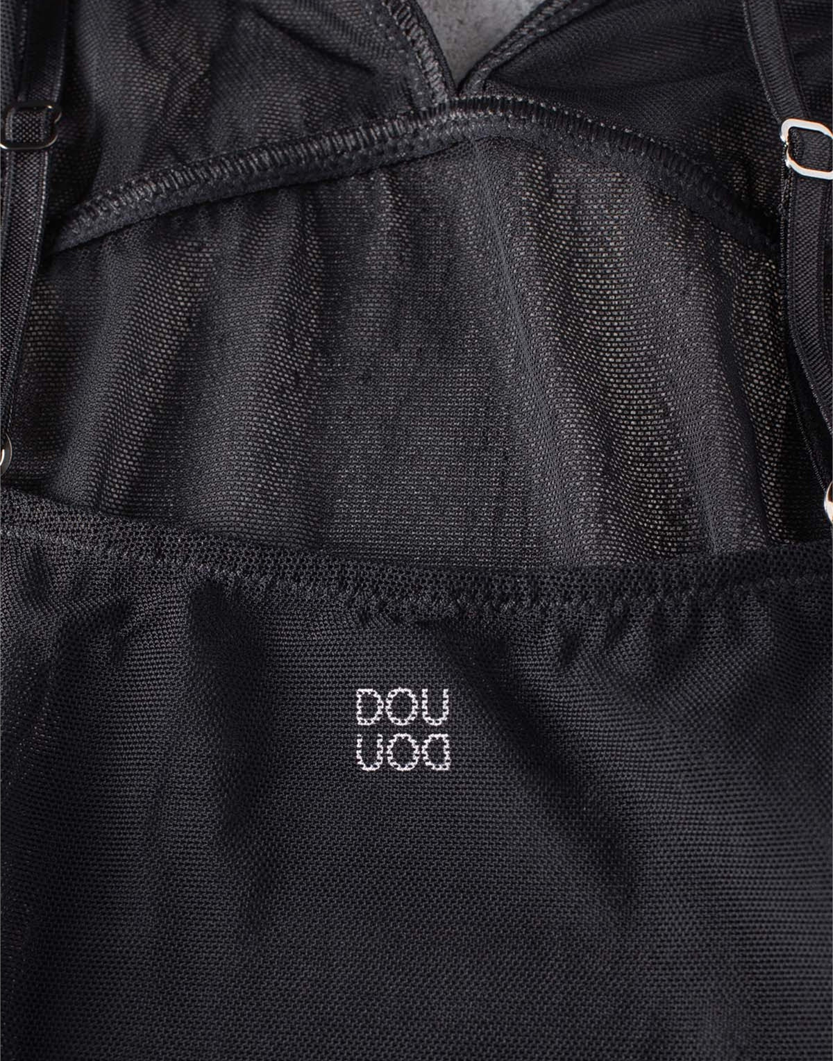 Canotta in Tulle Elasticizzato Nero