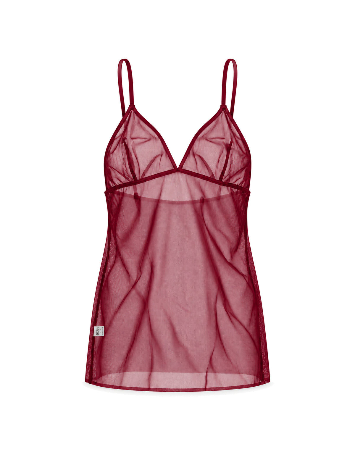 Canotta in Tulle Elasticizzato Bordeaux